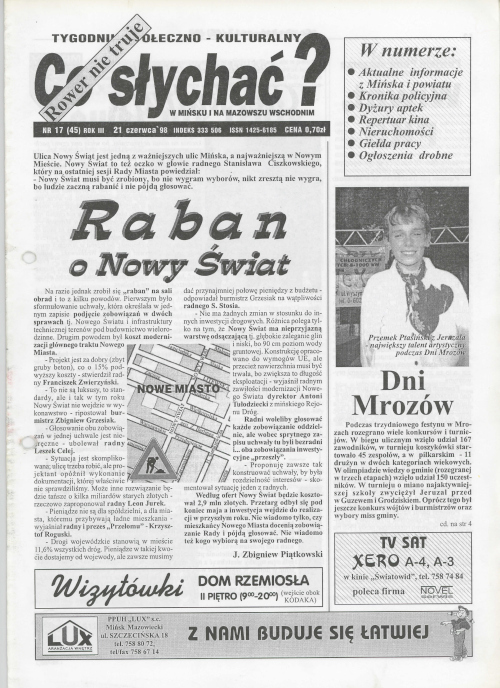 Okładka gazety Co słychać? - nr 17 (45) 1998